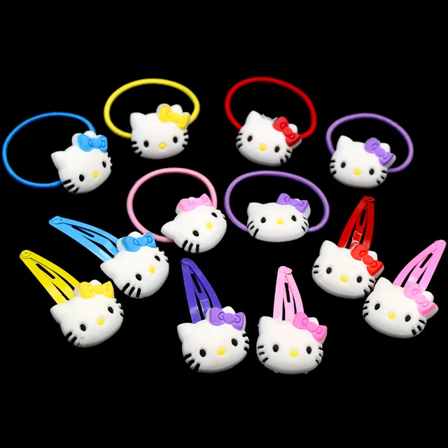 Hot Sale PVC Hello Kitty Elastic Hair Bands Hair Clips For Girls Cute