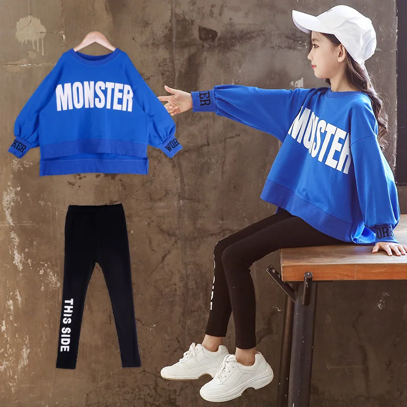 

2019 Spring Costume 2Pcs Toddler Baby Girls Long Sleeve Tops T-shirts Sweatshirts + Pants Kids Clothes Set Outfits 10 12 14 Year