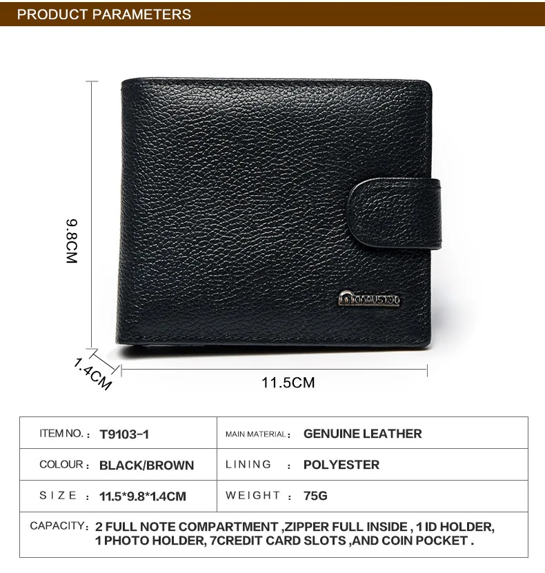 genuine leather men Wallet new brand man short purse cow leather male wallet men money bag quality guarantee carteira