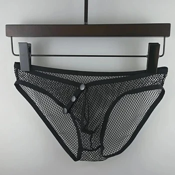 

2018 Men's sexy temptation breathable ultra-thin U convex underwear mesh transparent low waist hollow men's underwear Briefs