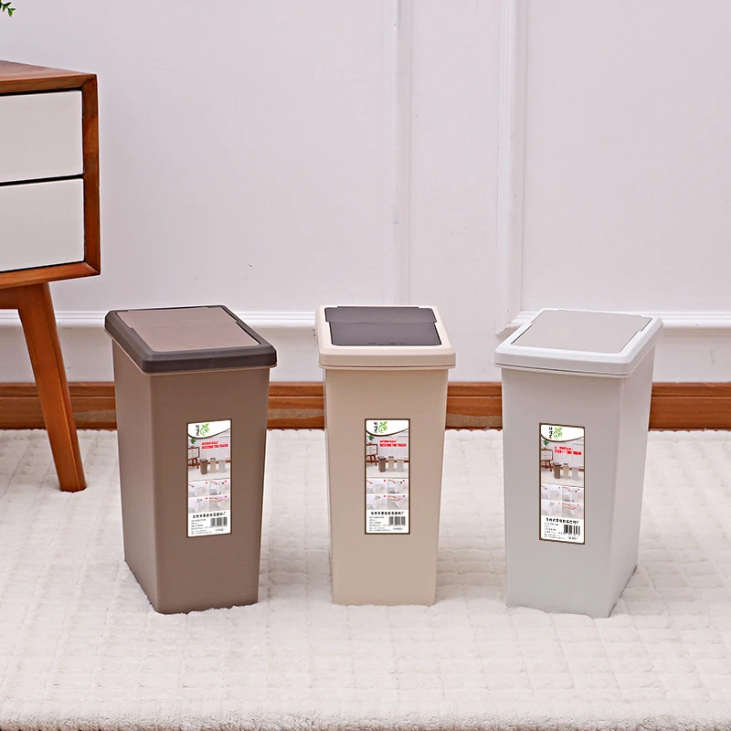 

Practical Handle Waste Bin Creative Multi-Purpose Pressing Type Double Cover Portable Round Plastic Trash Can Home Cleaning Tool