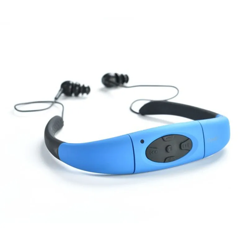 Водонепроницаемый 4 ГБ MP3 Музыка Media Player подводный шейным Плавание Спорт mp3 плеер с FM радио стерео аудио наушники - Цвет: Синий