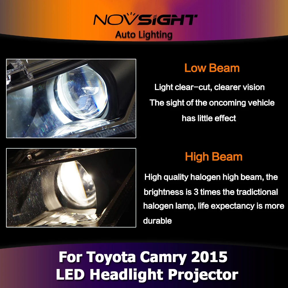 NOVSIGHT 2X светодиодный фары фара в сборке DRL Противотуманные фары Набор для Toyota Camry