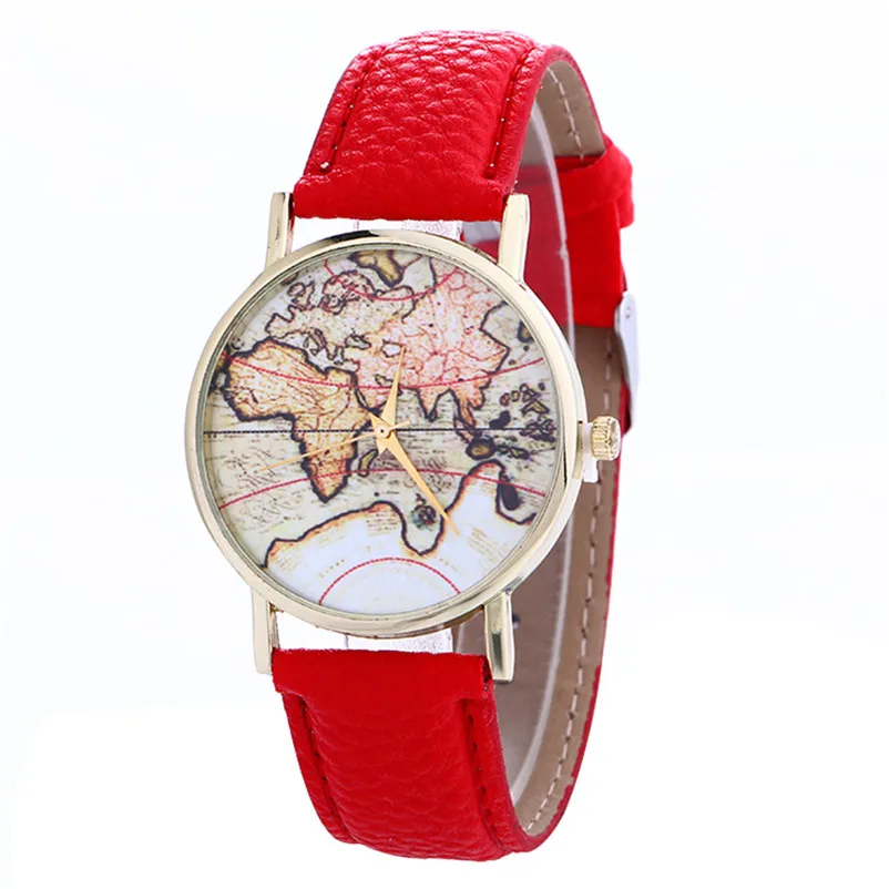 Women's watches 2018 fashion casual watches Creative Map Pattern Quartz Watch Leather Strap Belt Table Watch clock Relogios M17 (5)