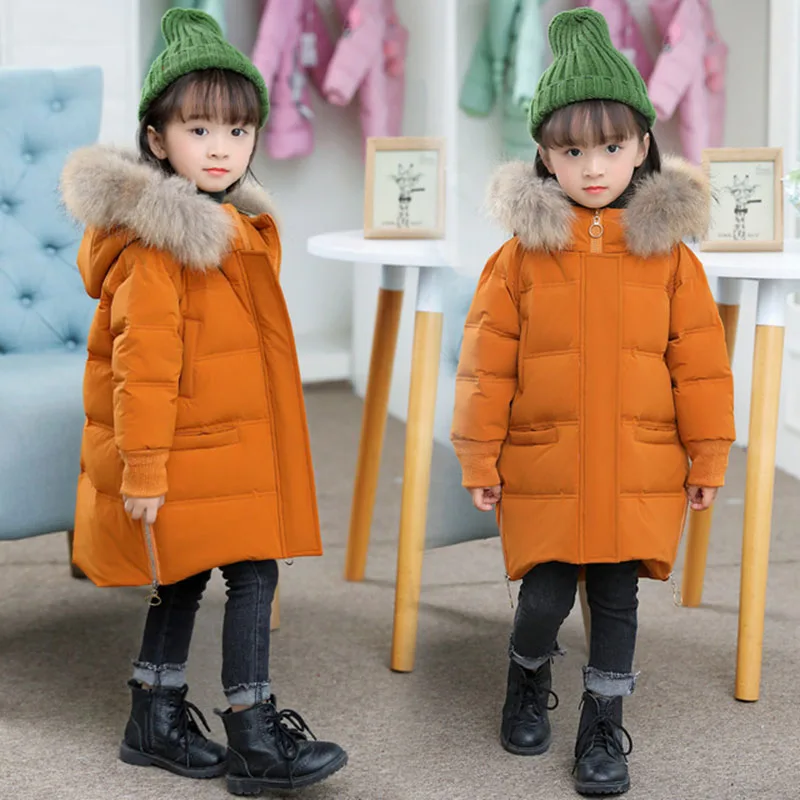 

DEXIA High Quality Girls White Duck Down Jacket Fashion Baby Girls Thick Solid Long Winter Outwear & Coats Girls Down & Parkas