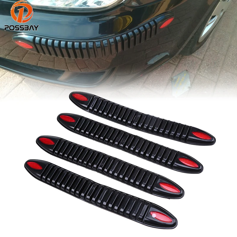 

POSSBAY 4Pcs Car Bumper Guard Front Rear Stickers Decal Pegatinas Protector Decorative Trim Strips Pads for Audi BMW Golf Nissan