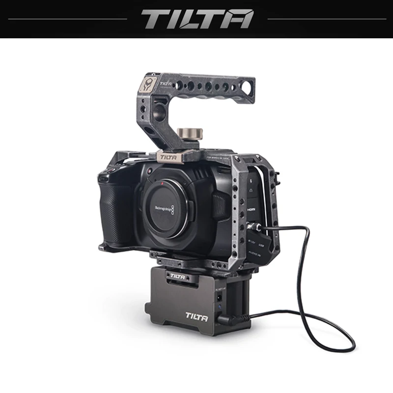 TILTA BMPCC 4 K/6 K клетка для камеры комплект аксессуаров v-образное крепление для аккумулятора опорная пластина с золотым креплением и пластина для аккумулятора F970
