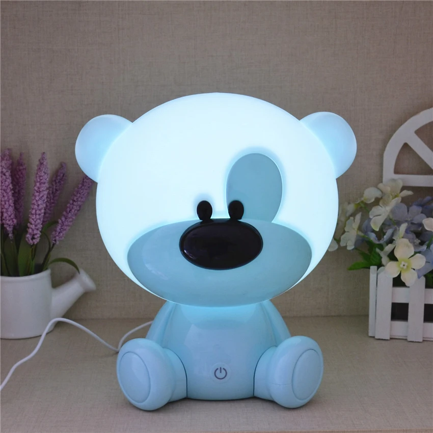 Bonito dos Desenhos Menina das Crianças Mesa de Cabeceira Luminárias de Alimentação do Bebê Coelho Animados Urso Escurecimento Night Lights Presente Quarto Noite Lâmpadas 7 High Quality Luzes e Iluminação