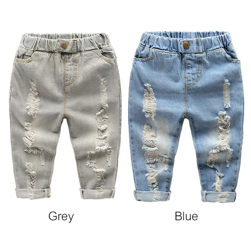 New Little Baby Boys Girl Fashion Ripped Western Jeans Kids Straight