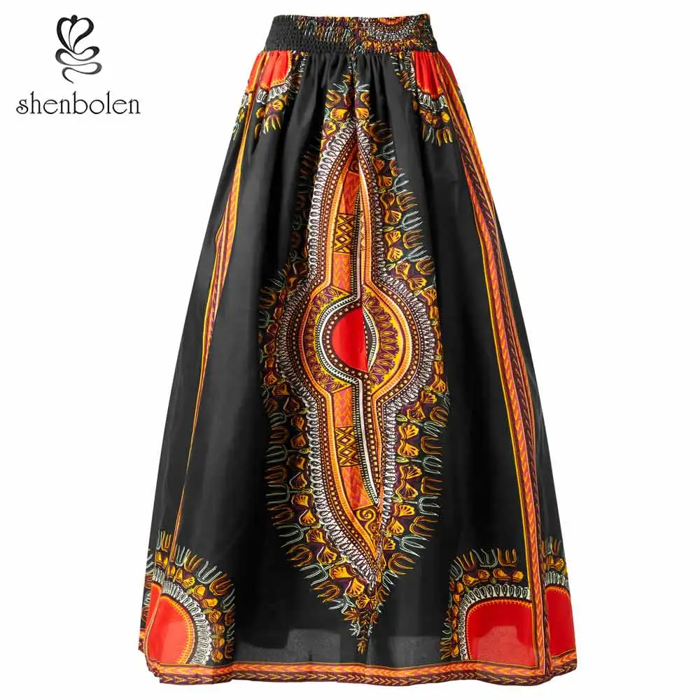 АФРИКАНСКИЕ ОДЕЖДА для Для женщин модные черные Дашики юбка традиционные Костюмы принт Высокая талия длинная юбка плюс Размеры S-5XL