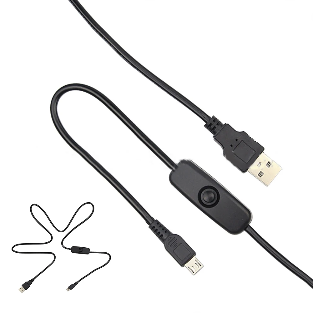 

Black USB Cable For Raspberry Pi With Switch 501 Button A/M Micro 5P 3A