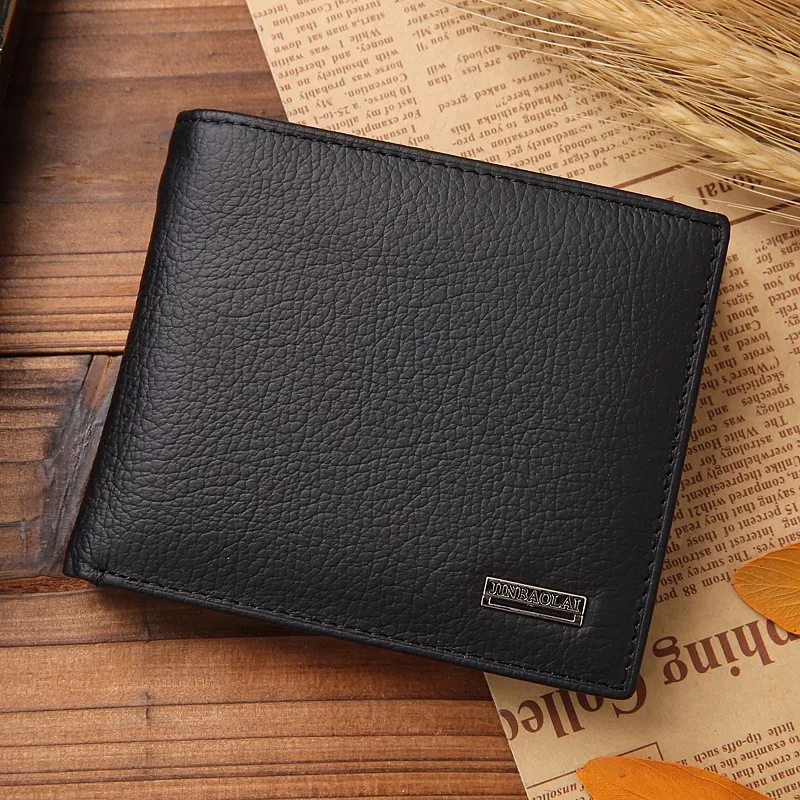 

Luxury 100% Genuine Leather Wallet Fashion Short Bifold man Casual Soild s With Coin Pocket Purses Male s