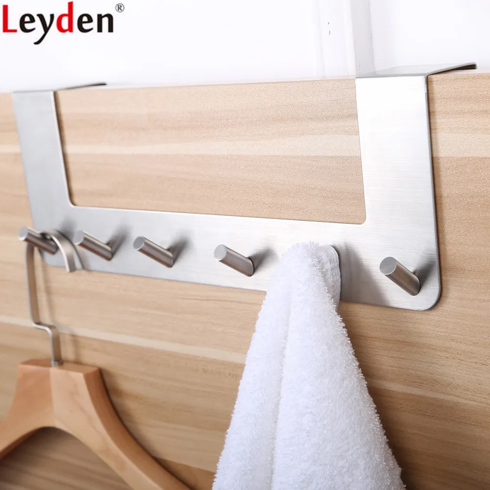 Leyden 304 Stainless Steel Brushed Hanger Modern 6 Robe Hooks Clothes