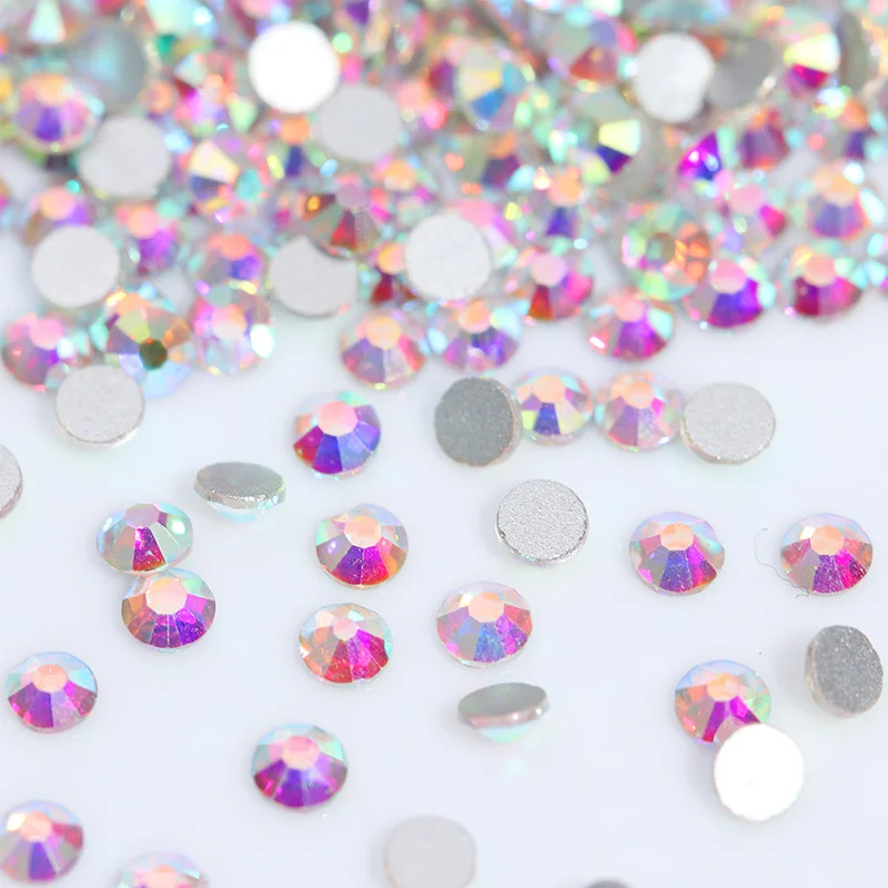 

1000 Pcs AB Colors Nail Rhinestones Non Hotfix Flatback Studs SS3 Crystal For Nails 3D Nail Art Decorations Gems