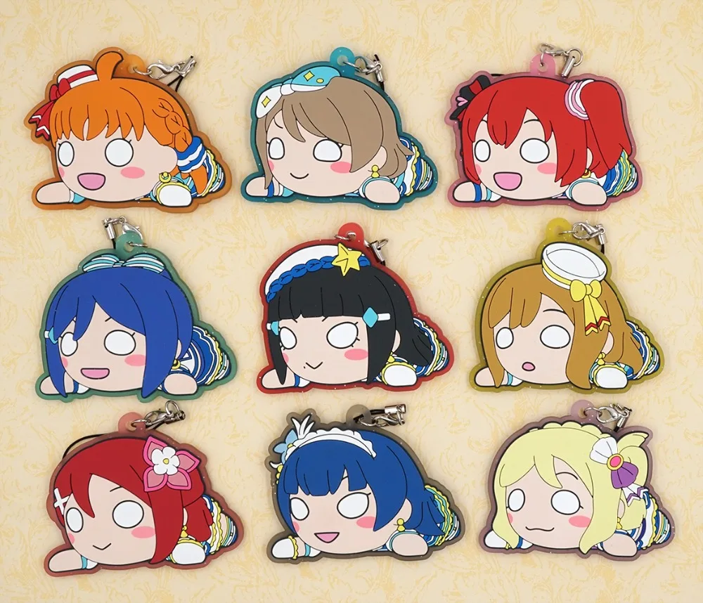 Большой резиновый брелок для ключей Love Live Sunshine Aqours аниме Chika You Yoshiko Ruby Диан кэнан