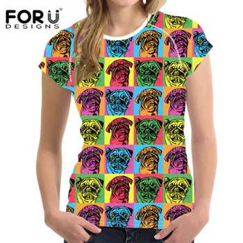 

FOURDEIGNS 2018 T shirt Women Kawaii Pug Tshirt Comfortable Female Harajuku T-Shirt Summer Style Clothing Top Plus Size Dropship