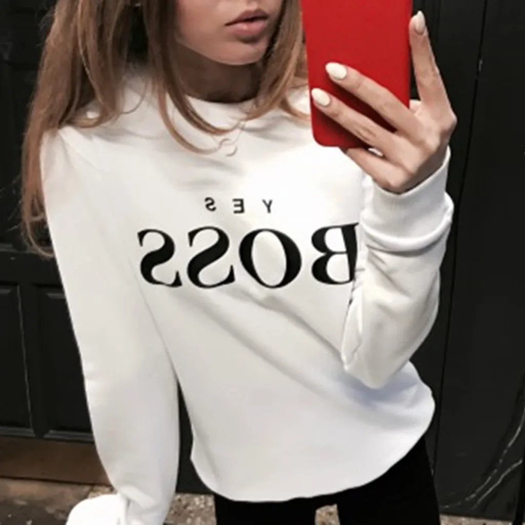 SAGACE Fashion Trend Women Letter Print Sweaters Tops Blous Long Sleeve Pullover Jumper Tops Ladies High Quality Sweatshirt