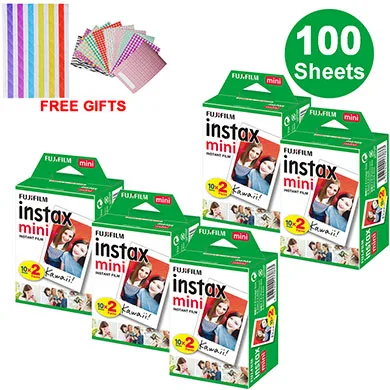 100 листов Fujifilm Instax Mini White Edge пленка мгновенная фотобумага для Instax Mini 8 9 7s 9 70 25 50s 90 SP-1 2 камеры подарки - Цвет: 100 Sheets