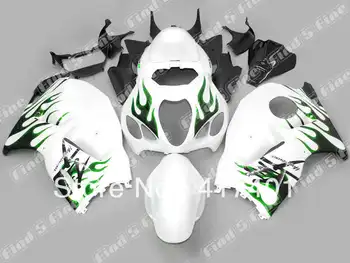 

green flame white for Hayabusa GSXR1300 96-07 GSX R1300 GSXR 1300 GSX-R1300 96 97 98 99 00 01 02 03 04 05 06 07 ABS fairing kit