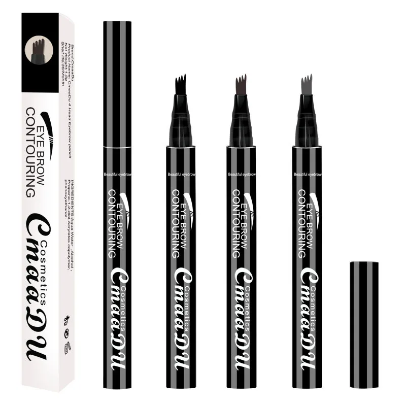 Cmaadu brand makeup liquid eyebrow pencil waterproof long lasting 4 fork tips black coffee microblading eyebrow tattoo pen HF117