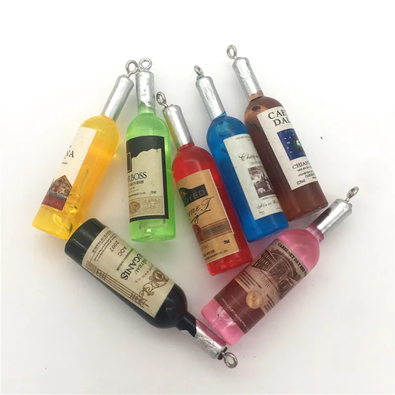 Давайте начать! Милая миниатюрная бутылка, бутылки вина/Саке/воды, 3D winebottle для праздника брелок и украшение серьги - Цвет: Wine bottle