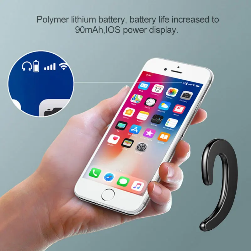 Наушники с костной проводимостью, беспроводные, Bluetooth 4,2, спортивные, стерео, ушные крючки, гарнитура с микрофоном для ноутбука, планшета, для Xiaomi, для huawei