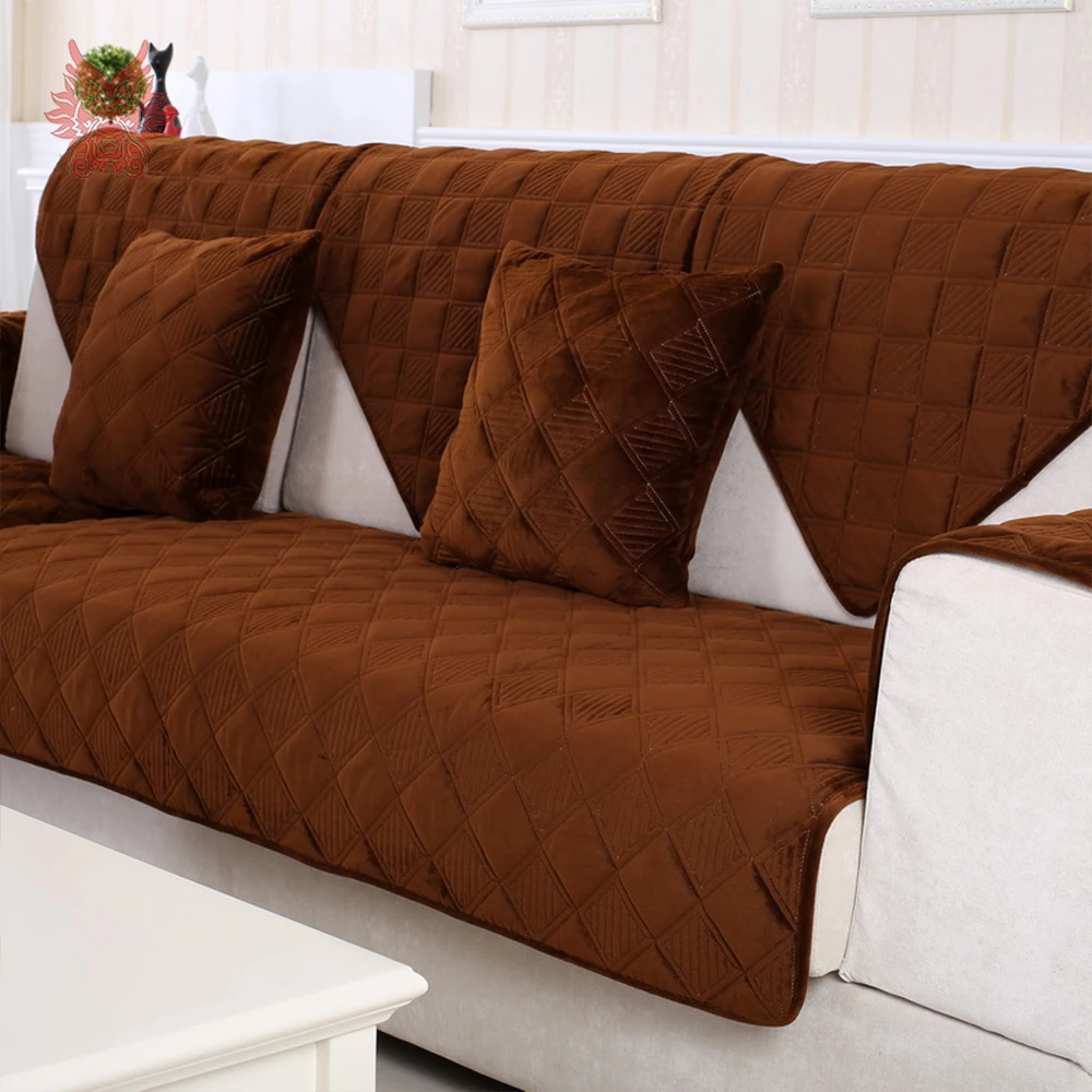 Koop Koffie plaid gewatteerde pluche sofa cover kussenovertrekken meubels bank dekt sofa protector capa de sofa fundas SP5640