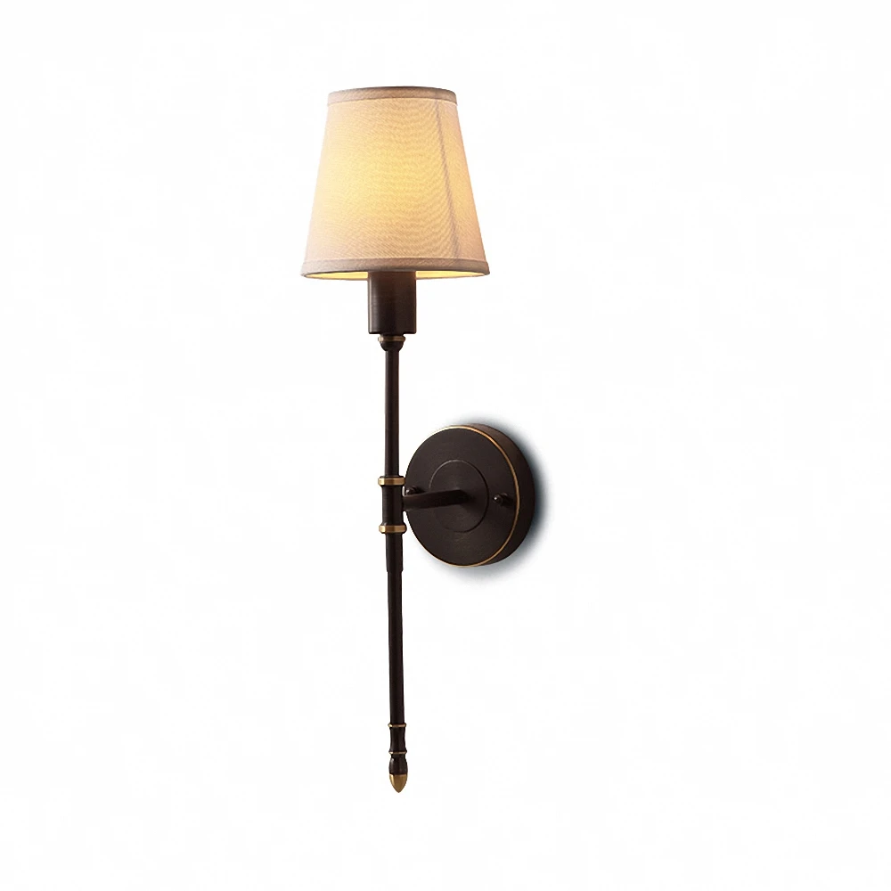 

Copper Wall Lamps American style led wall light Simple wall sconce E14 Bulb Cloth lampshade wall sconce living room lights Black