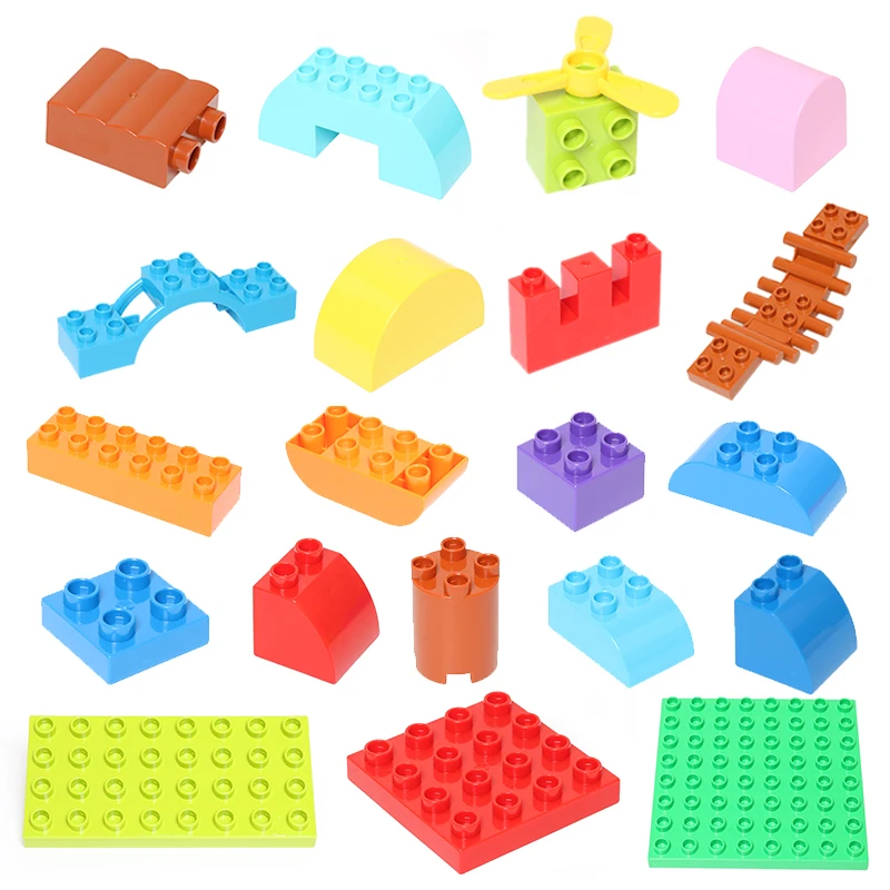 جزيئات كبيرة اللبنات متوافق LegoINGLY Duploe السياج انزلاق سلم Cliver درج DIY الطوب التبعي لعب الاطفال