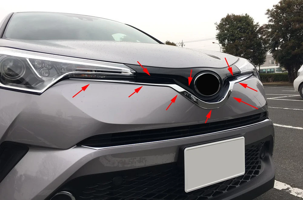

ABS chrome Auto Front Grille cover trim for Toyota C-HR CHR C HR 2016 2017 2018 Car Accessories Styling 1pcs