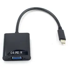 Лучшие предложения USB3.1 Тип C к VGA Кабель-адаптер USB-C мужчин и женщин VGA видео передачи конвертер 1080P для Macbook 12 дюймов