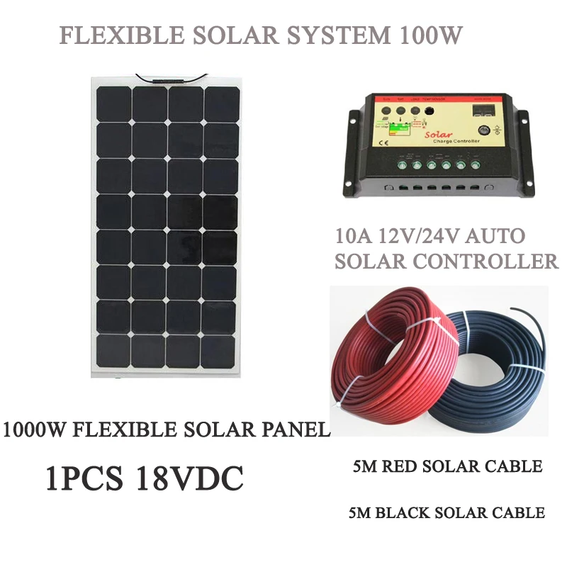 100W Solar System Kit with Flexible solar panel 100w solar charge