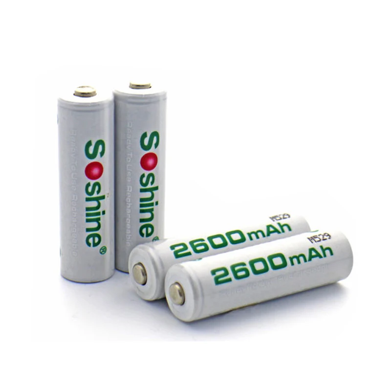 4 шт Soshine RTU низкий саморазряд 2600mAh AA батарея 1,2 V Ni-MH аккумуляторная батарея с батарейным блоком