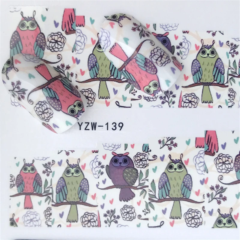 

YWK 1 Sheet Nail Full Cover Owl On Tree Cartoon Cute Nail Art Water Transfer Sticker Decal For Nail Art Tattoo DIY Nail Tool