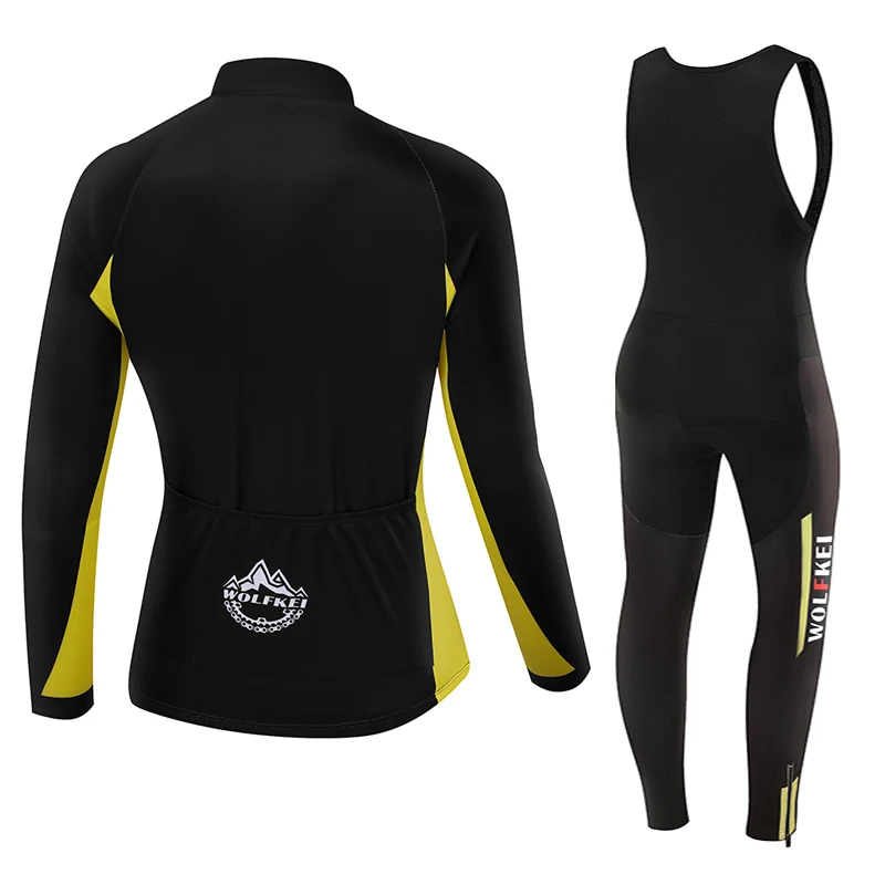 WOLFKEI 2017 New Winter Thermal Fleece Ropa Ciclismo Cycling clothing long bib tights set Mountain bike jersey kits #WK2583|jersey dress plus