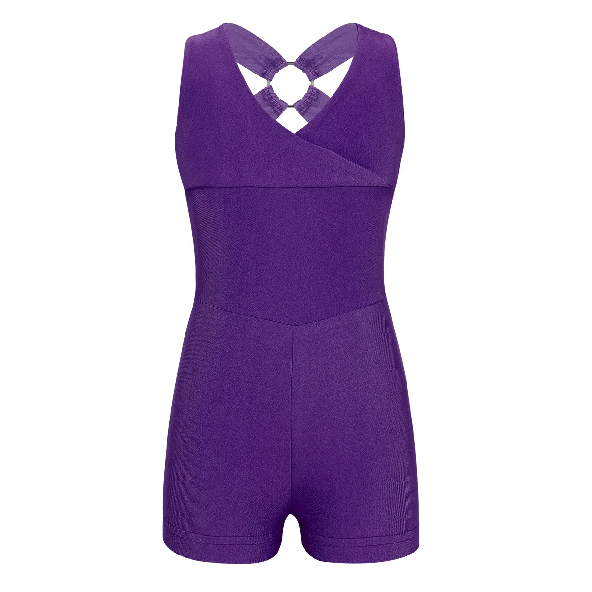 IIXPIN/балетное трико для девочек; комбинезон; шорты без рукавов с v-образным вырезом и перекрестной спинкой; балетный танцевальный гимнастический трико; комбинезон - Цвет: Purple