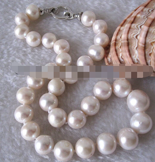 

HOT 003161 11-12mm White AA Off Round Freshwater Pearl Necklace Jewelry