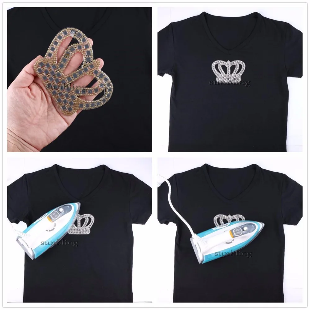 DIY патчи цвета фуксии Бусины Корона дизайн Утюг на футболке ручной работы термостразы DMC класса корона патч
