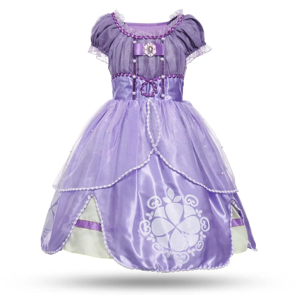 PaMaBa/маскарадный костюм принцессы Софии; маскарадное платье; костюм на Хэллоуин; одежда для дня рождения для девочек с рюшами и пышными рукавами; платья с героями мультфильмов