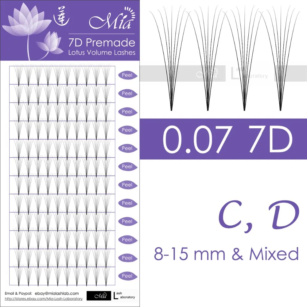 [0,07 7D C/D] лотос Pre-made 7D объем ресниц вентиляторы Полупостоянный Индивидуальные ресницы для наращивания Миа Lash лаборатория