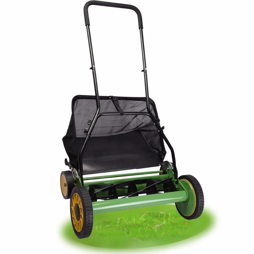20" Height Adjustable Classic Hand Push Lawn Mower Reel Grass Catcher