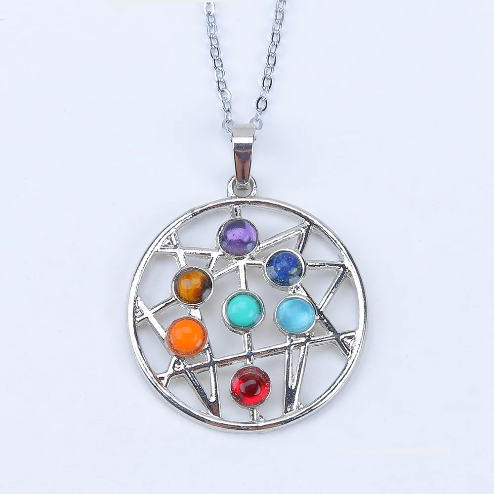 7 Чакры камни лечебные кристаллические амулет подвеска|crystal chakra|energy pendantchakra pendant |