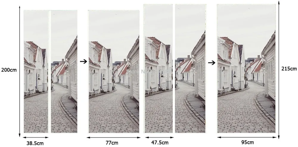 2 шт./компл. самоклеющиеся наклейки дверь Стикеры 3D набор «городская улица» Обои Гостиная Ресторан Хоум дизайн наклейки на стены виниловые Стикеры s