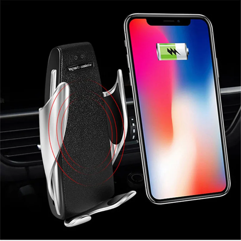 10W Wireless Car Charger S5 Automatic Clamping Fast Charging Phone Holder Mount in Car for iPhone xr Huawei Samsung Smart Phone