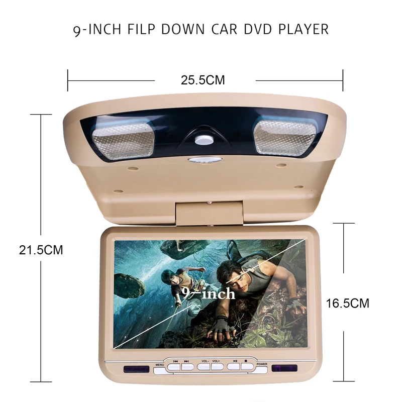 Cemicen 9 дюймов Автомобильный крепление на крыше отвесной монитор светодиодный цифровой экран dvd-плеер IR FM USB передатчик SD MP5 Поддержка 32