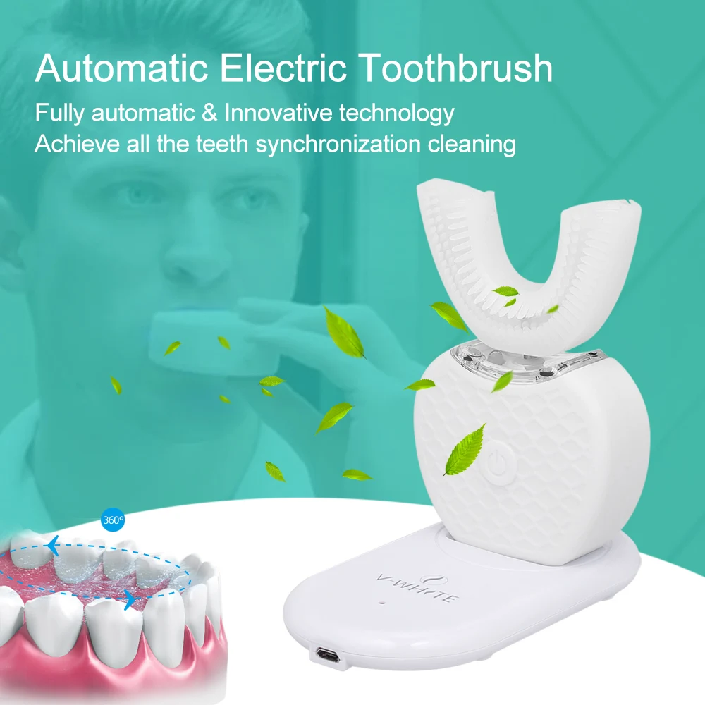 

Automatic Electric Toothbrush Cold Light Whitening Full Electric Personal Cleaning Toothbrush Charging with U Type Toothbrush