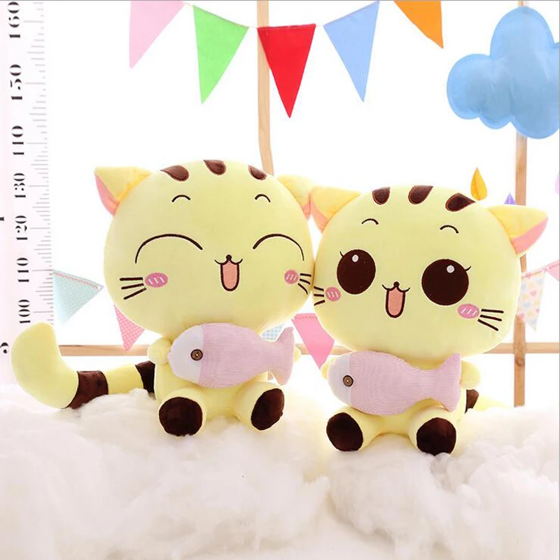 

New Style Big Face Cat Hug Fish Lovely Plush Toy Stuffed Animal Plush Doll Children Birthday Gift
