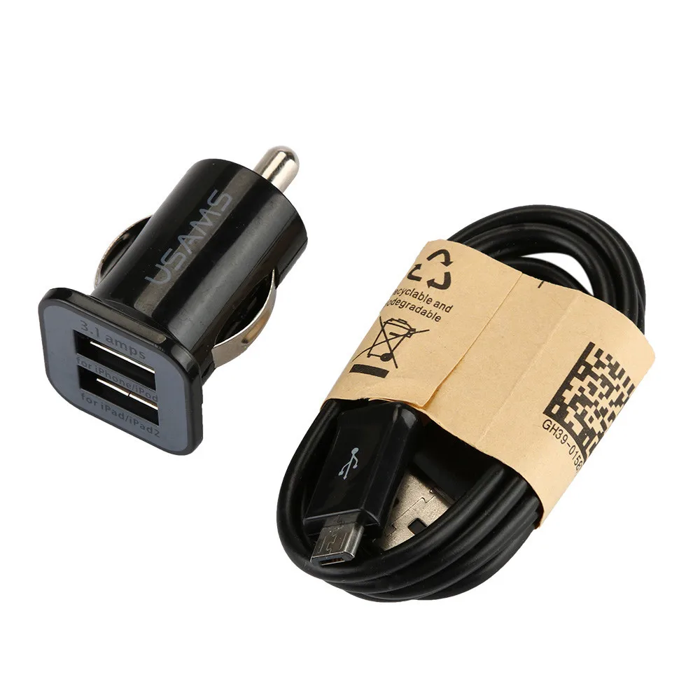 Мини Автомобильное зарядное устройство двойной USB Автомобильное зарядное устройство USB зарядное устройство с кабелем для передачи данных автомобильное зарядное устройство для huawei P30 P30 Pro