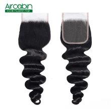 Aircabin бразильские человеческие волосы свободная глубокая кружевная застежка 4X4 бесплатно/средний/три части 8-20 дюймов натуральный цвет Remy