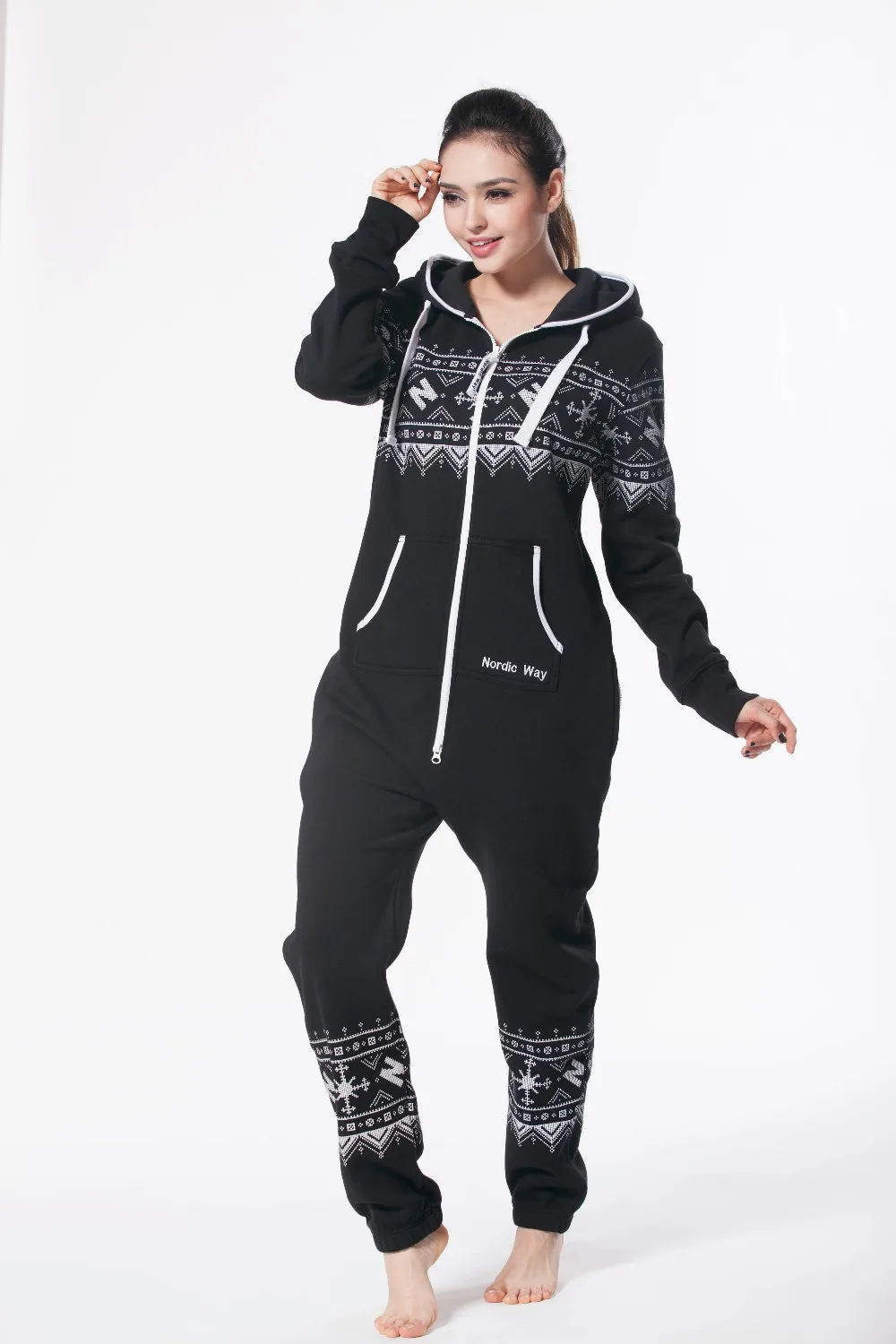 Модные женские Ползунки Nordic путь Onesie One Piece комбинезон все в onezie молнии комбинезон унисекс Playsuit